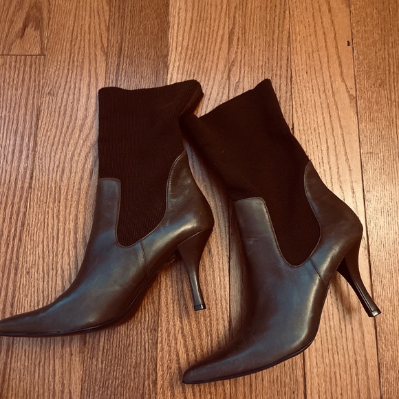 🤎 Brown Leather Fabric Pointed Boot by Nine West - Picture 2 of 10